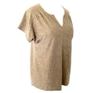 J Jill Metallic Gold Shiny Short Sleeve Stretchy Knit Tee Shirt Womens Sz SP